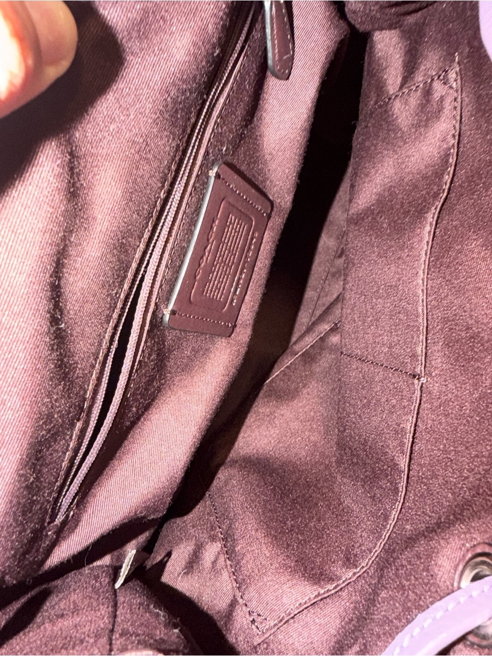 Coach Purple Pebble Leather Drawstring Backpack - Picture 7 of 7